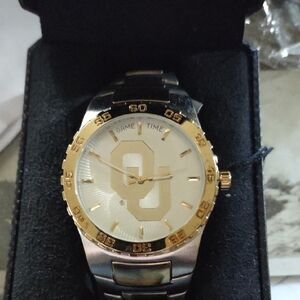 Game Time Men's Gold and Silver OU Emblem Watch